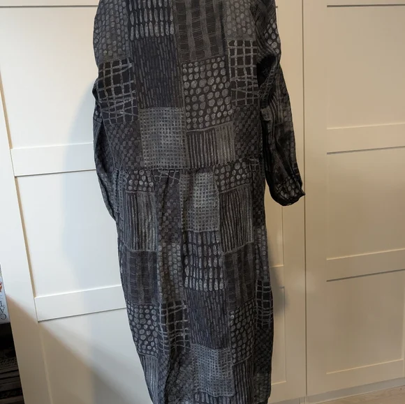 Gudrun Sjoden Sz M Oversized Linen blend Midi Buttondown Patchwork dress - Picture 3 of 5